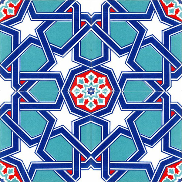 20x20 Cm Ac 85 Geometrik İznik Desen Kütahya Çini Karo