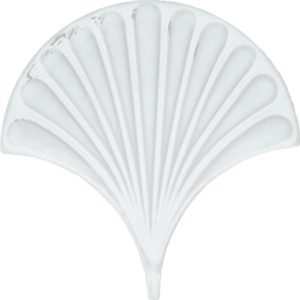 17x17 cm Beyaz İstiridye Balık Pulu Çini