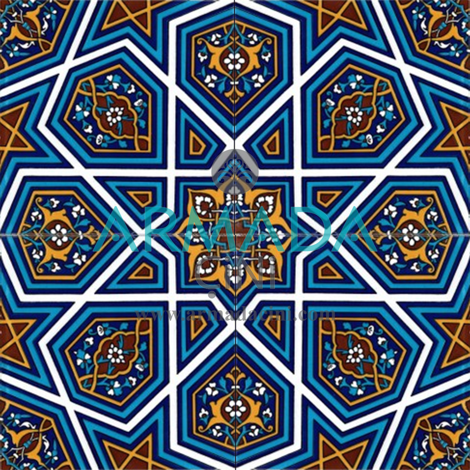 20x20 Cm SP 48 Selçuklu Desenli Çini Karo