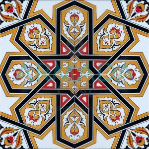 20x20 Cm SP 72 Sarı Türkmen Yıldızı Çini