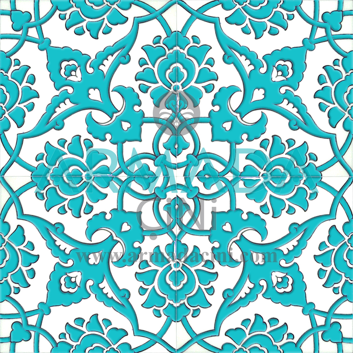 20x20 Cm SP 83 Mavi Beyaz İznik Rumi Çini