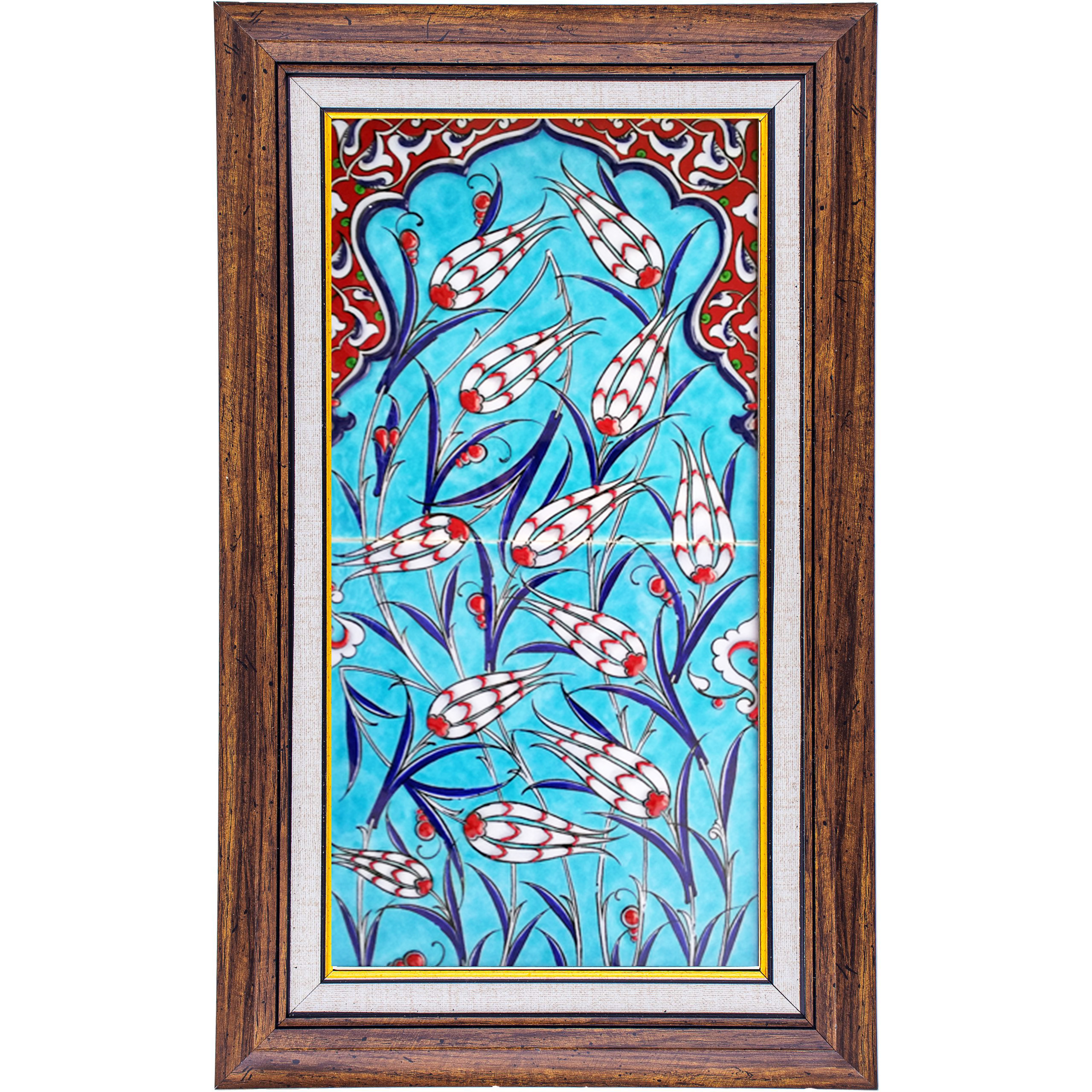 20x40 Cm ED 154 Mavili Lalezar El dekoru Çini Pano