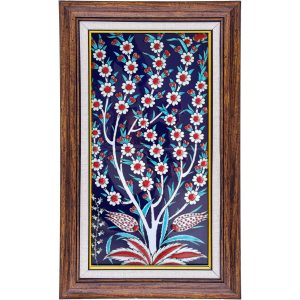 20x40 Cm ED 162 Kobalt Hayat ağacı El dekoru Çini Pano