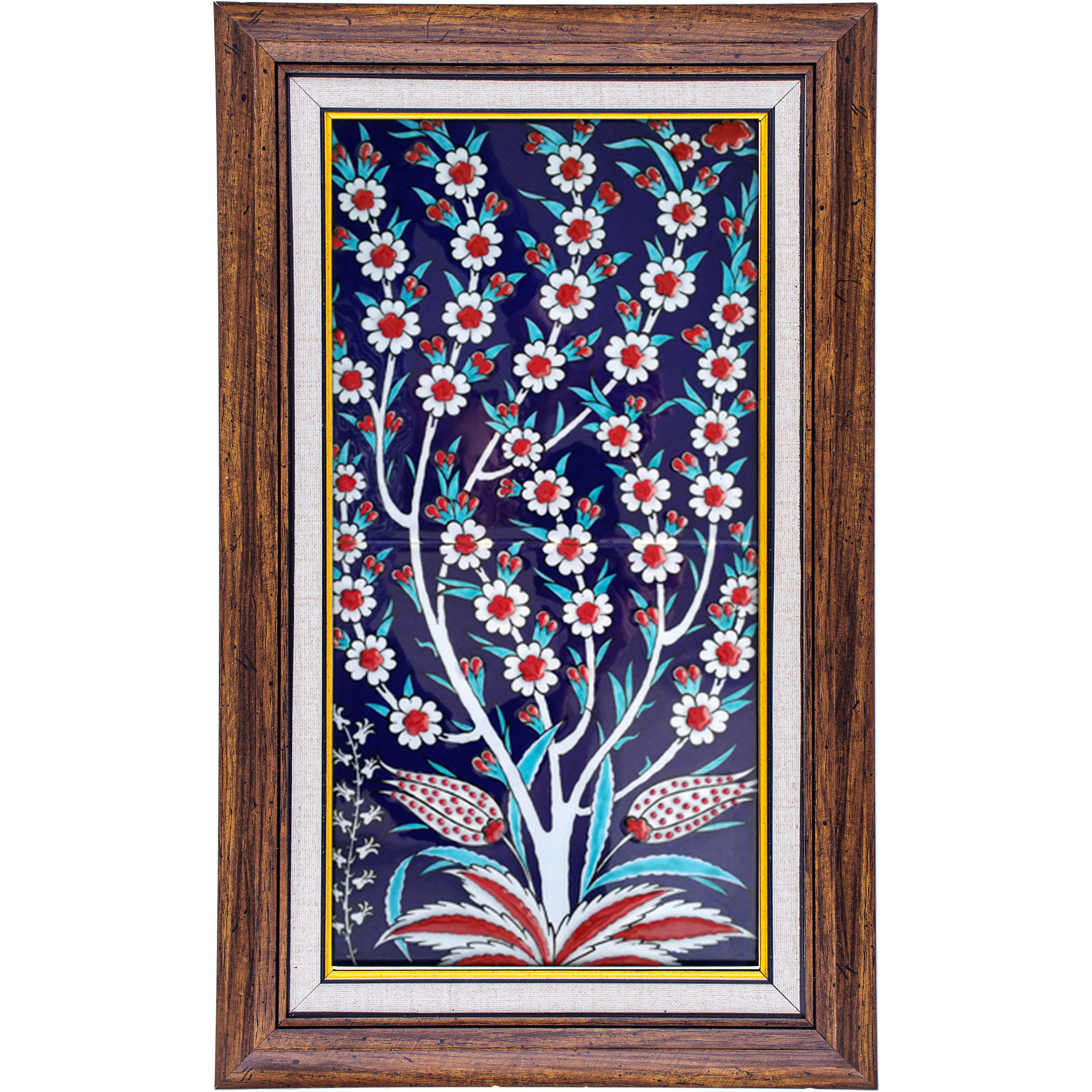 20x40 Cm ED 162 Kobalt Hayat ağacı El dekoru Çini Pano