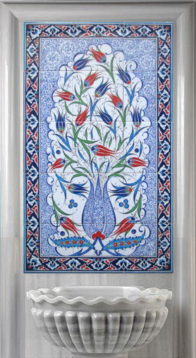 60x100 Cm Lalezar İznik Desenli Kütahya Çini Pano
