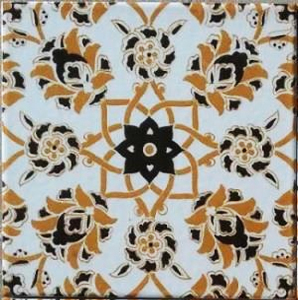 20x20 Cm Ac 10 Selçuk Sarı Çiçek Desenli Kütahya Çini