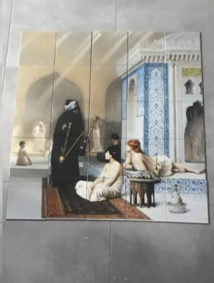 100x100 Osmanlı Türk Hamamı Nargileci Digital Baskı