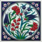 10x10 Cm ED 101  Lale Karanfil İznik Eldekoru Çini Pano