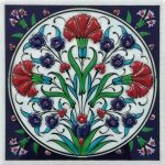10x10 Cm ED 105  Üç Karanfil Kütahya Eldekoru Çini Pano