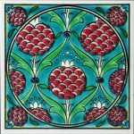 10x10 Cm ED 109  Yeşil haşhaş taneli Eldekoru Kütahya Çini karo