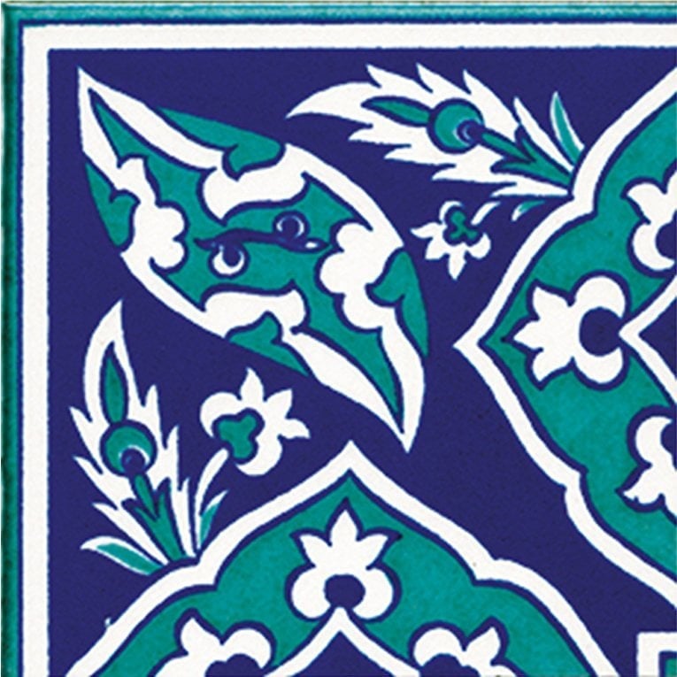 10x10 cm KSK 9 İznik Rumi Desenli Çini Bordür Köşesi