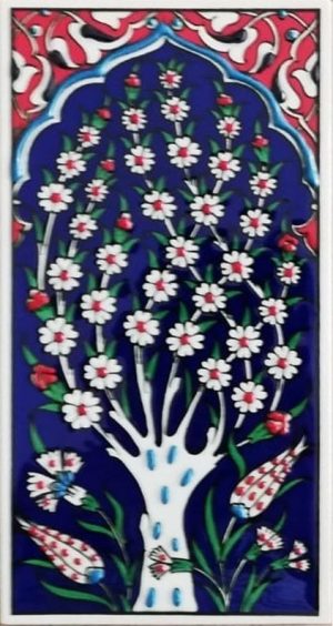10x20 Cm ED 206 Lacivert Hayat Ağacı Eldekoru Çini Karo