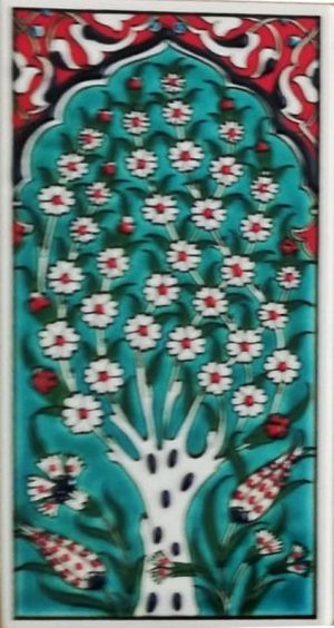 10x20 Cm ED 207 Yeşil Hayat Ağacı Eldekoru Çini Karo
