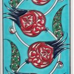 10x20 Cm ED 208 Yeşil Nar çiçekli Eldekoru Çini Karo