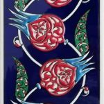 10x20 Cm ED 209 Kobalt Nar çiçekli Eldekoru Çini Karo
