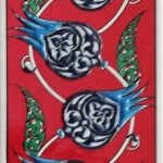 10x20 Cm ED 210 Kırmızı Nar çiçekli Eldekoru Çini Karo