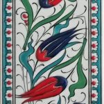 10x20 Cm ED 215 Turkuaz Üç lale Eldekoru Çini Karo
