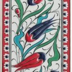 10x20 Cm ED 217 Kırmızı Üç lale Eldekoru Çini Karo