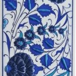 10x20 Cm ED 223 İki Karanfil Mavi Beyaz Eldekoru Karo