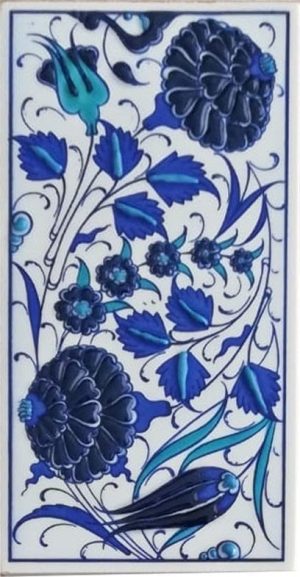10x20 Cm ED 223 İki Karanfil Mavi Beyaz Eldekoru Karo