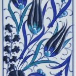 10x20 Cm ED 224 Üç Lale Mavi Beyaz Eldekoru Çini Karo