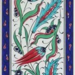 10x20 Cm ED 225 Kobalt Çerçeveli iki lale El dekoru Karo
