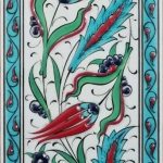 10x20 Cm ED 227 Turkuaz Çerçeveli iki Lale El dekoru Karo