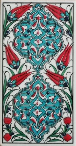 10x20 Cm ED 228 Turkuaz Rumi Desen Eldekoru Çini Karo