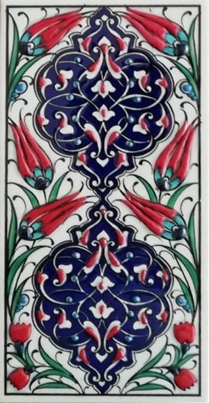 10x20 Cm ED 229 Kobalt Rumi Desenli Eldekoru Çini Karo