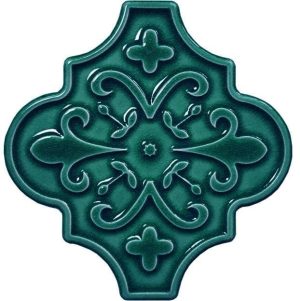 12x12 Ottoman Çiçekli Arabesk Yeşil Çini