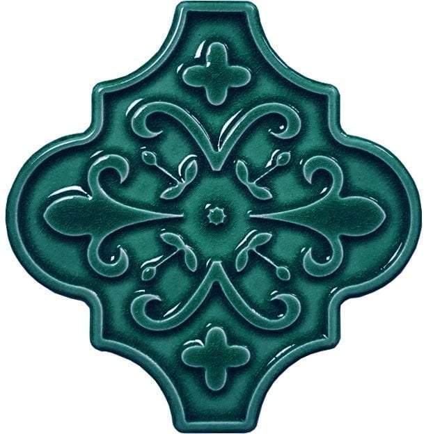 12x12 Ottoman Çiçekli Arabesk Yeşil Çini
