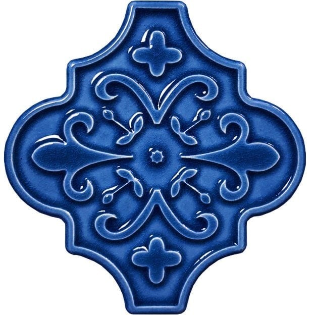 12x12 Ottoman Çiçekli Arabesk Kobalt Çini