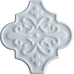 12x12 Ottoman Çiçekli Arabesk Beyaz Çini
