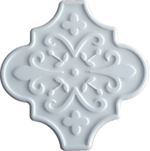 12x12 Ottoman Çiçekli Arabesk Beyaz Çini