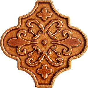 12x12 Ottoman Çiçekli Arabesk Karamel Çini
