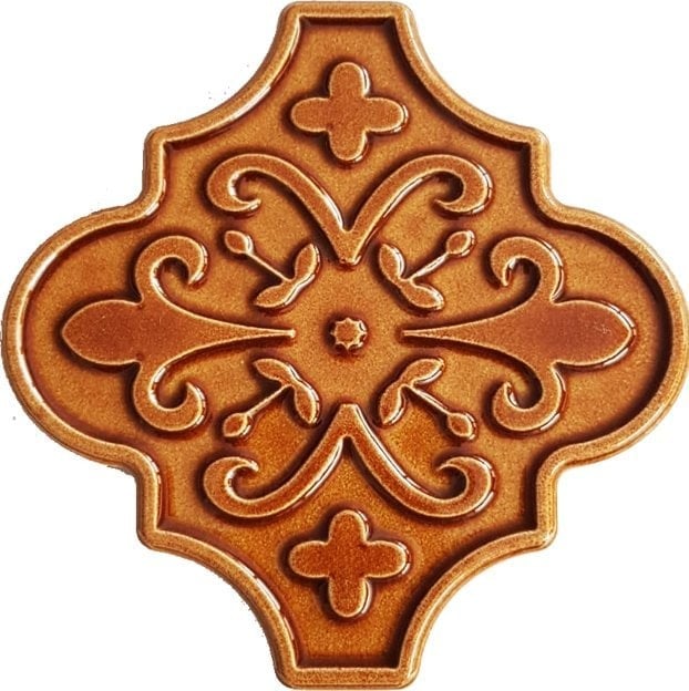 12x12 Ottoman Çiçekli Arabesk Karamel Çini