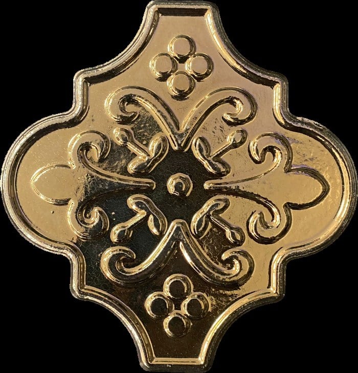12x12 Ottoman Çiçekli Arabesk Bronz Çini