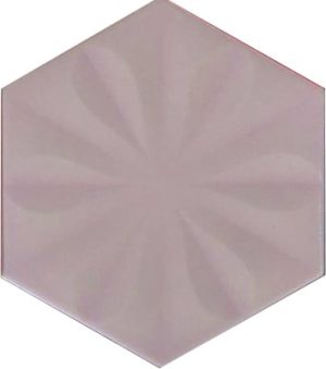 15x17 Cm Çiçekli Açık Pembe Altıgen Seramik