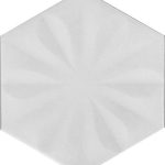 15x17 Cm Çiçekli Beyaz Altıgen Seramik