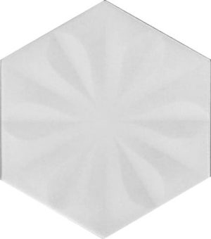 15x17 Cm Çiçekli Beyaz Altıgen Seramik