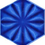 15x17 Cm Çiçekli Kobalt Altıgen Seramik