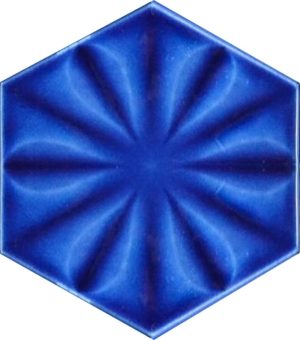 15x17 Cm Çiçekli Kobalt Altıgen Seramik