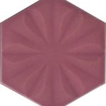 15x17 Cm Çiçekli Koyu Pembe Altıgen Seramik