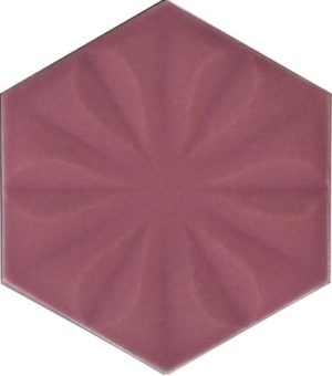 15x17 Cm Çiçekli Koyu Pembe Altıgen Seramik