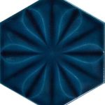 15x17 Cm Çiçekli Petrol mavisi Altıgen Seramik