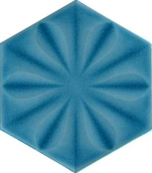 15x17 Cm Çiçekli TurkuazAltıgen Seramik