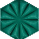 15x17 Cm Çiçekli Yeşil Altıgen Seramik