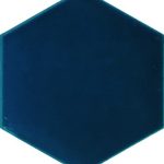 15x17 Cm Düz Petrol mavisi Altıgen Seramik
