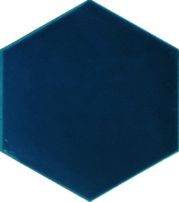 15x17 Cm Düz Petrol mavisi Altıgen Seramik