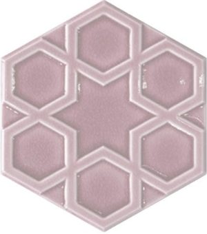 15x17 Cm Rölyefli Yıldız Açık Pembe Altıgen Seramik
